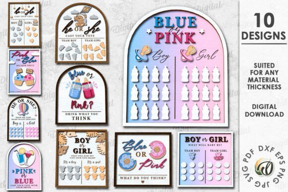 Paquete De Letreros Para El Juego De Revelacion De Genero Creativo Digital